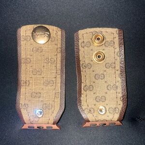 Designer Monogram Brown Apple Watch Band Adapters